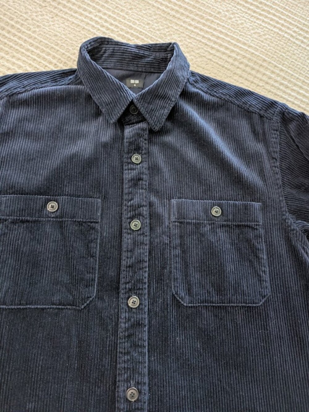 Uniqlo M Cotton Corduroy Navy Shacket Overshirt Y2K Cottagecore Preppy - Picture 2 of 12